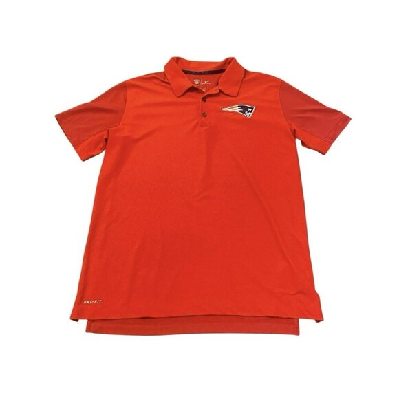 Nike NFL Dri-FIT New England Patriots Polo Shirt Mens L Red On Field Apparel - Picture 1 of 8